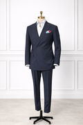 Traje Azul Marino de Doble Botonadura con Rayas Finas — Made in Italy