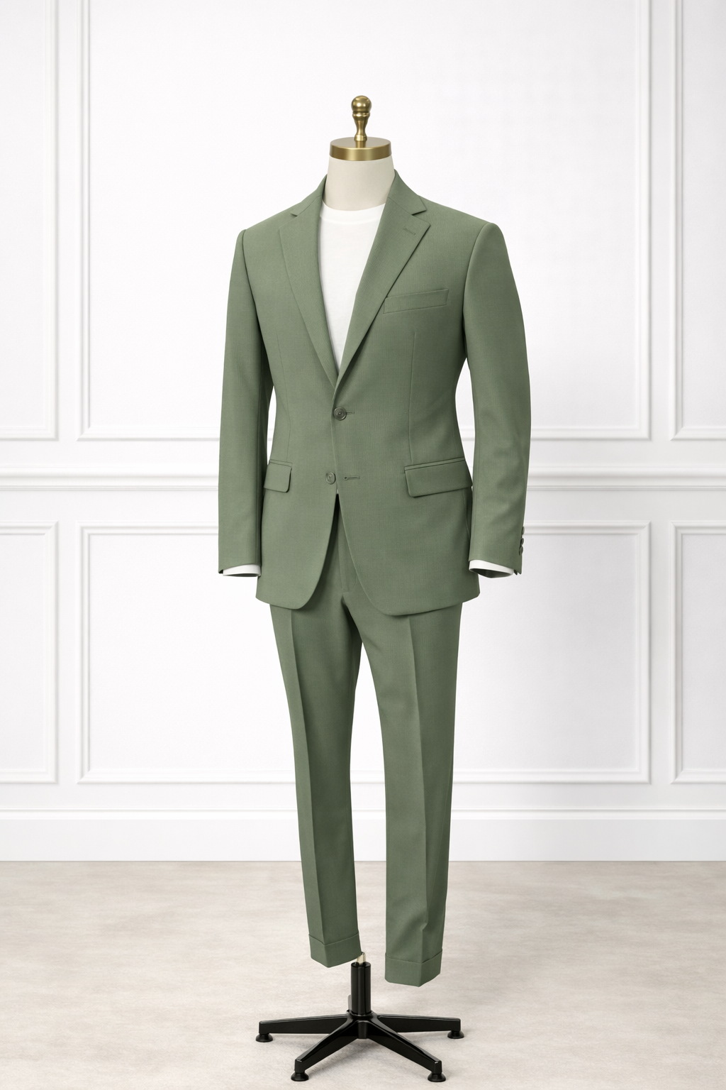 Traje Verde Salvia de Dos Botones — Made in Italy