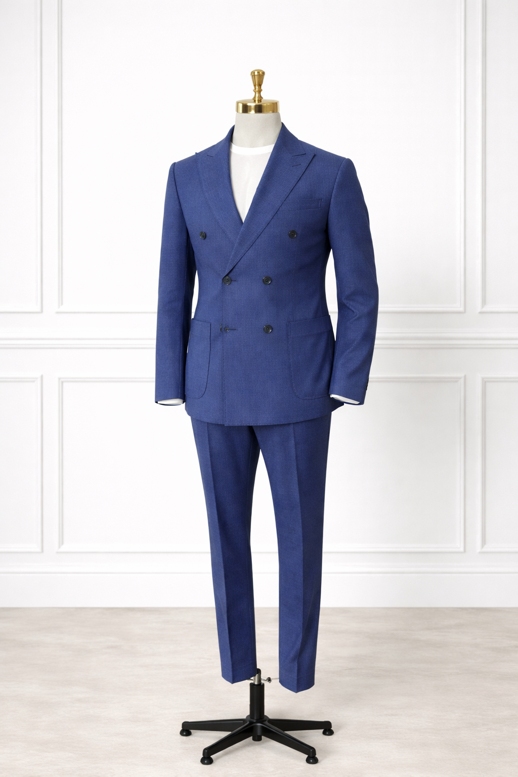 Traje Azul Medio de Doble Botonadura — Made in Italy