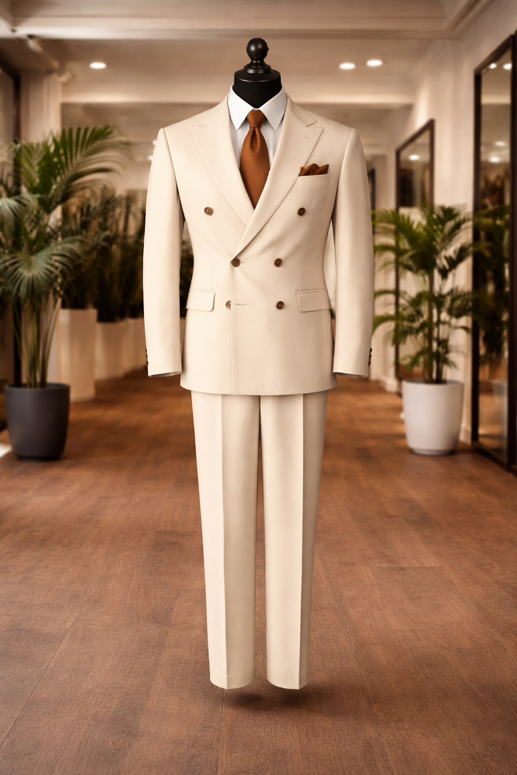 Traje Crema de Doble Botonadura — Made in Italy