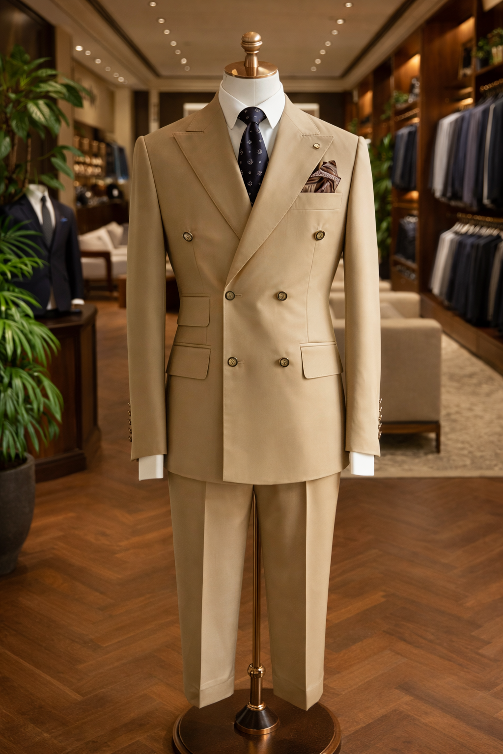 Traje Beige de Doble Botonadura — Made in Italy