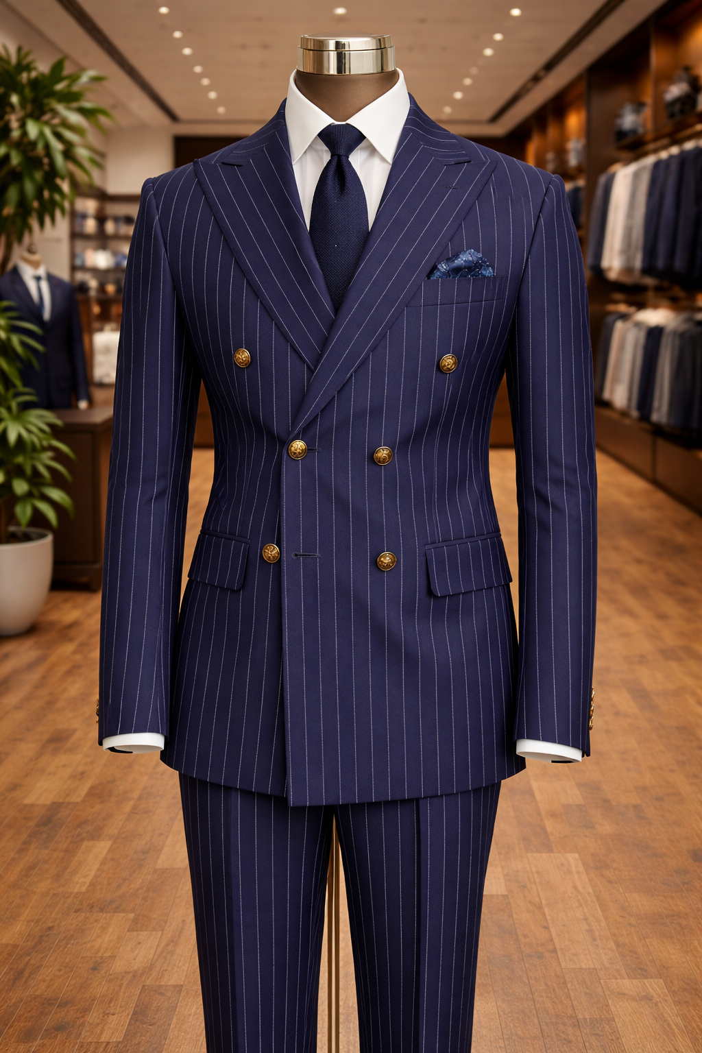 Traje Azul Marino de Doble Botonadura — Made in Italy
