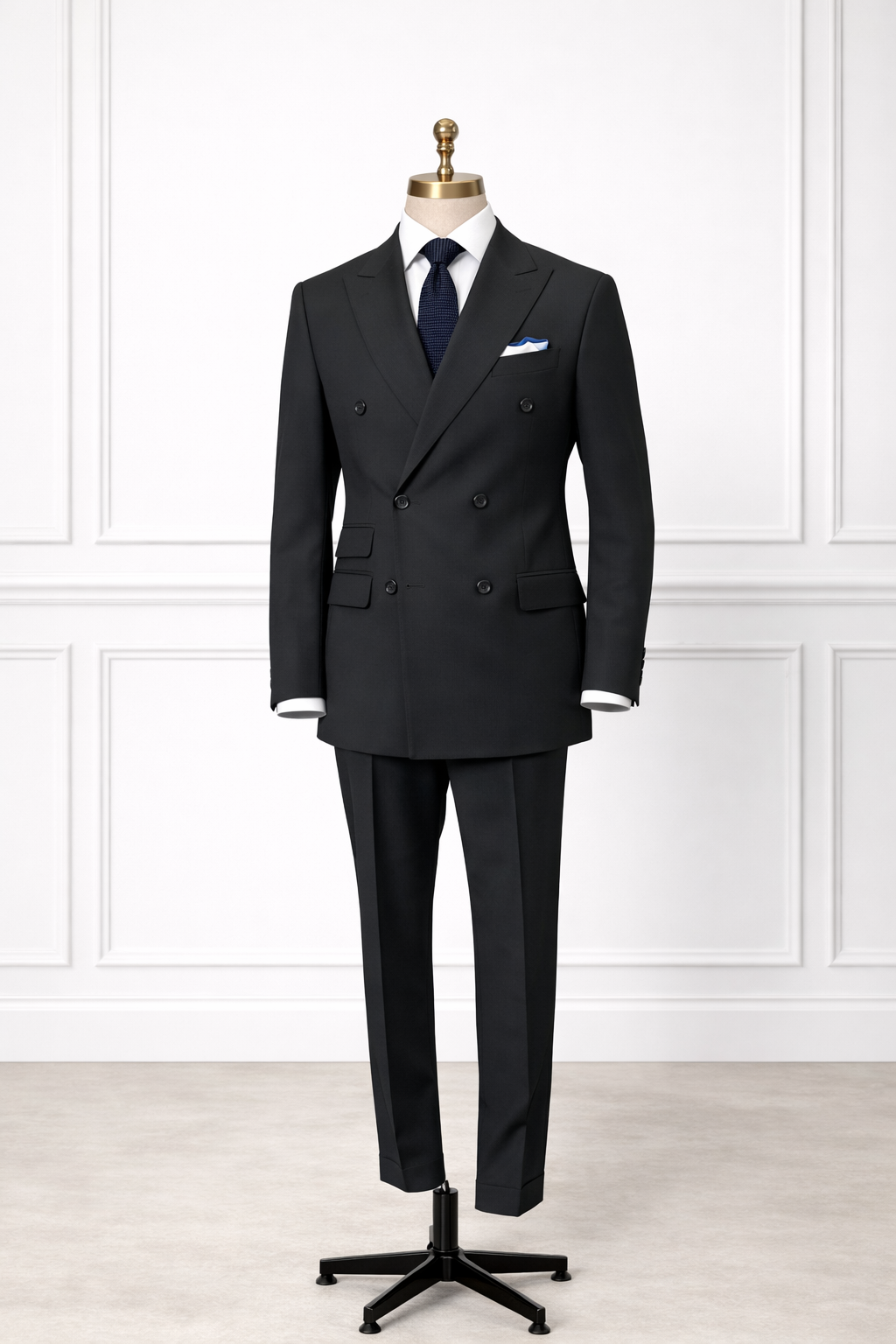 Traje Negro de Doble Botonadura — Made in Italy